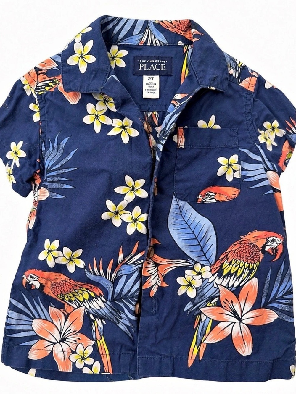 The Children's Place Boys Floral Button Down Shirt Size 2T Like New